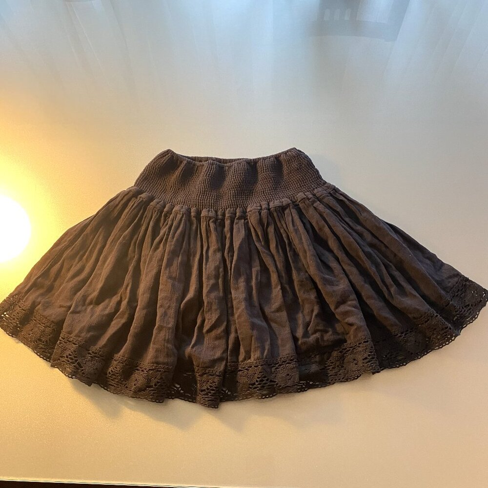 London Jean Victoria's Secret Black Elastic Waist Lacy Mini Skirt Size S A Line